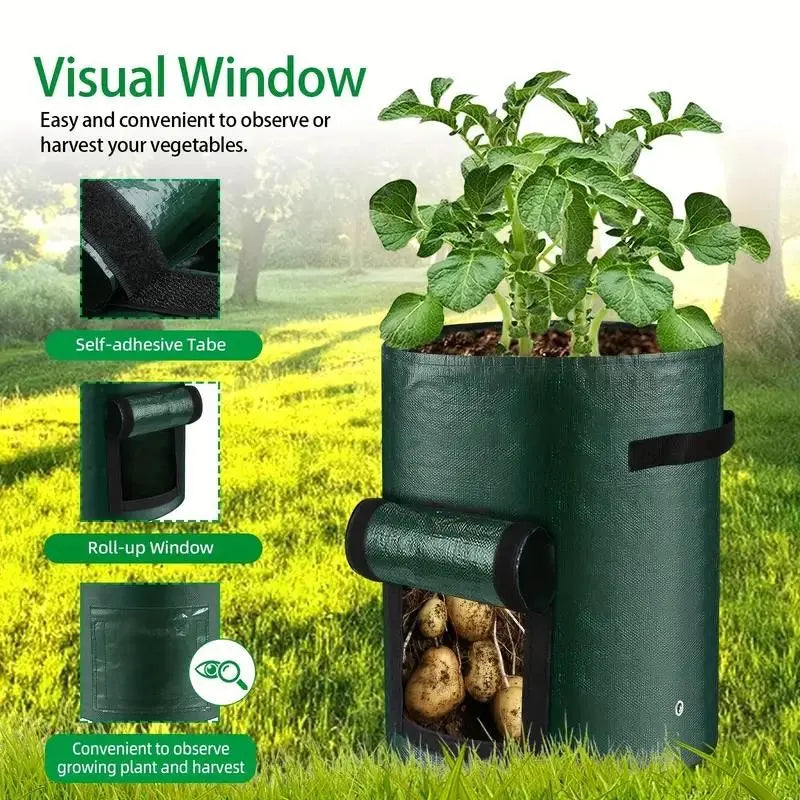 5-Pack Potato Planting Bags, 7/10 Gallon with Lid and Handle, Plant Containers for Potatoes, Flowers, Mushrooms, Tomatoes, Vegetables, Potato Grow Bag
