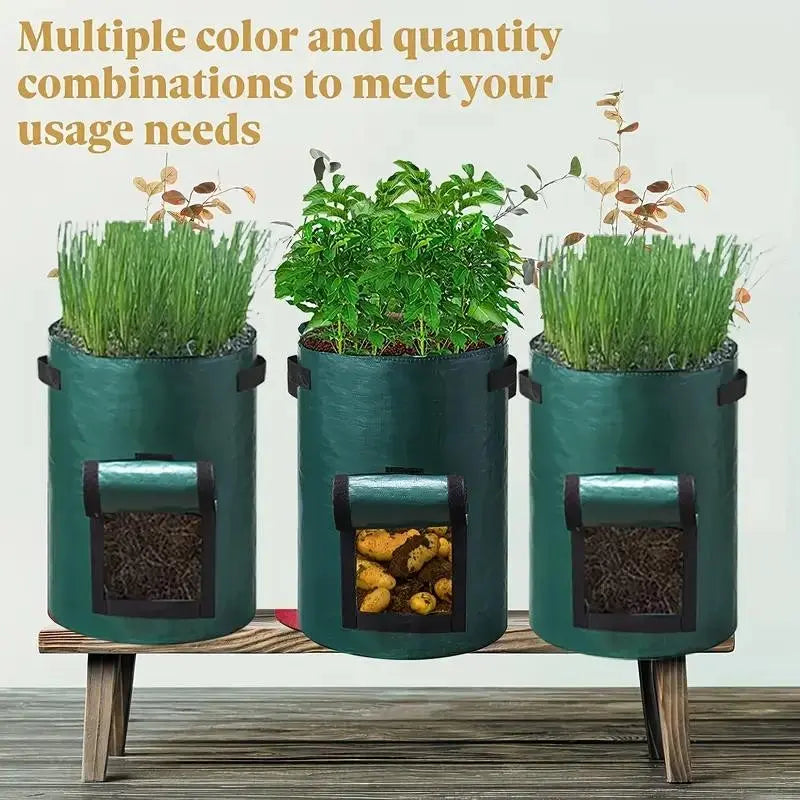 5-Pack Potato Planting Bags, 7/10 Gallon with Lid and Handle, Plant Containers for Potatoes, Flowers, Mushrooms, Tomatoes, Vegetables, Potato Grow Bag