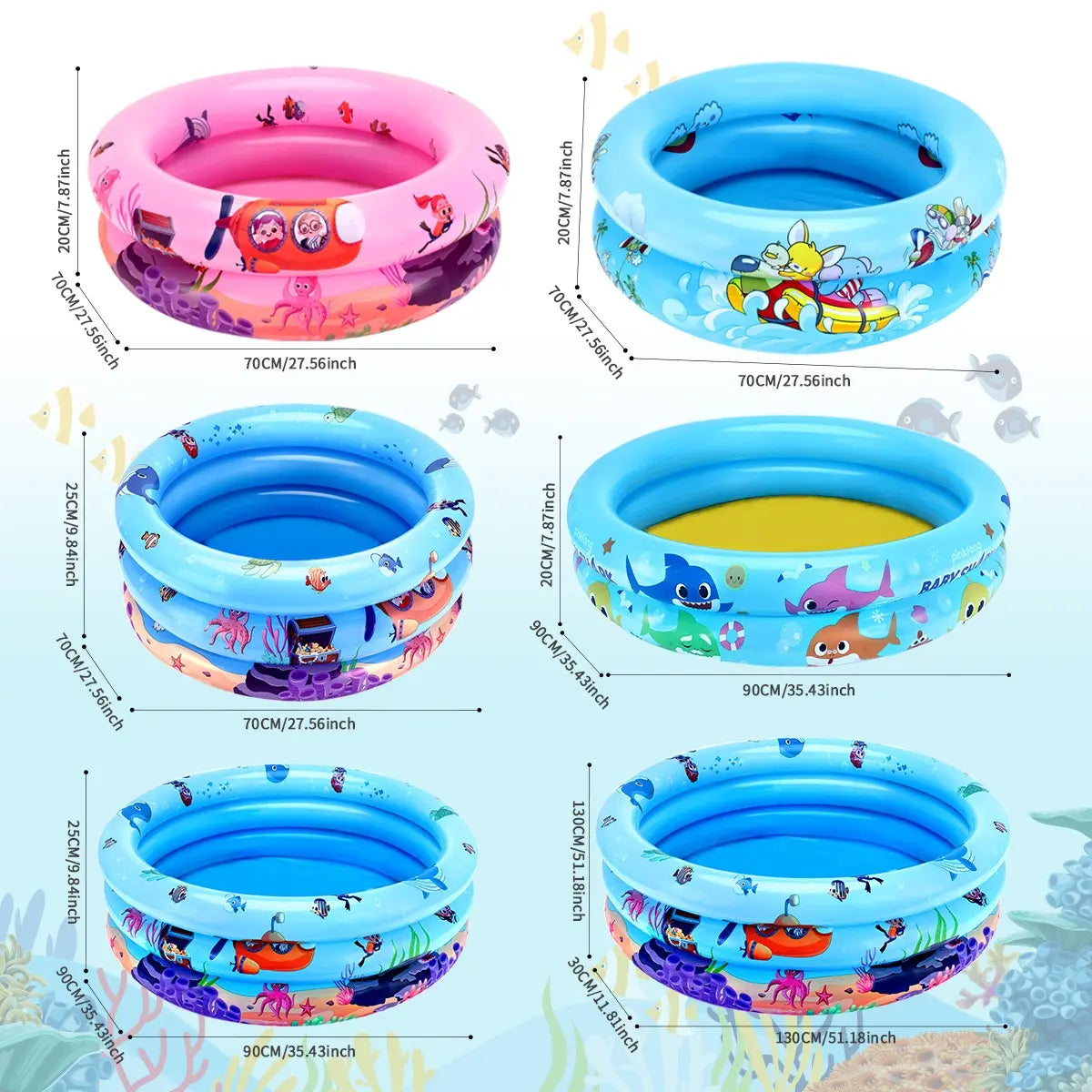 Inflatable Family Swimming Pool with Ocean Animal Design