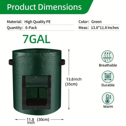 5-Pack Potato Planting Bags, 7/10 Gallon with Lid and Handle, Plant Containers for Potatoes, Flowers, Mushrooms, Tomatoes, Vegetables, Potato Grow Bag