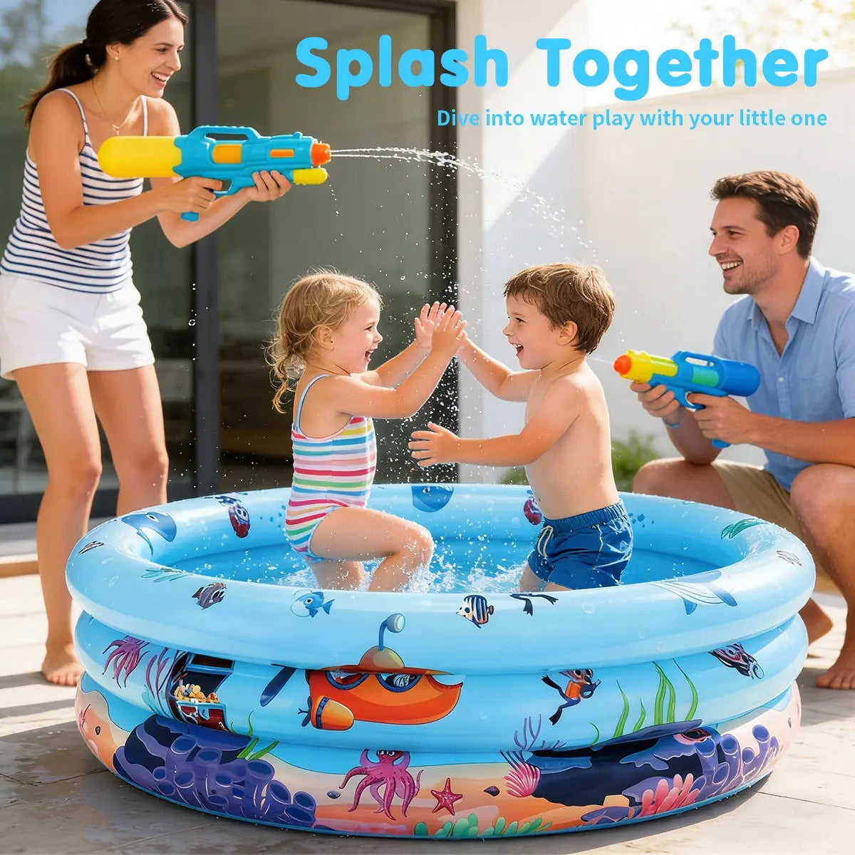 Inflatable Family Swimming Pool with Ocean Animal Design