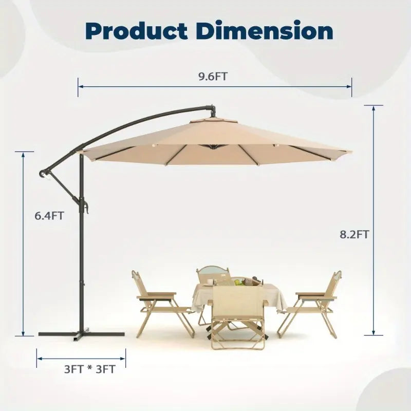 10ft Cantilever Offset Umbrella – UV-Resistant Patio Shade for Garden & Backyard