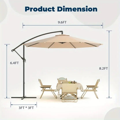 10ft Cantilever Offset Umbrella – UV-Resistant Patio Shade for Garden & Backyard