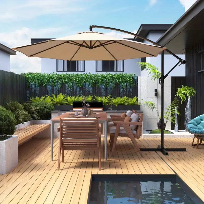 10ft Cantilever Offset Umbrella – UV-Resistant Patio Shade for Garden & Backyard