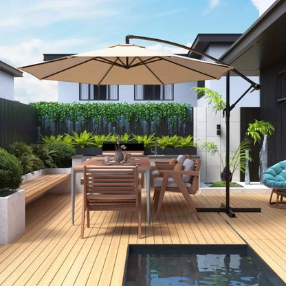 10ft Cantilever Offset Umbrella – UV-Resistant Patio Shade for Garden & Backyard