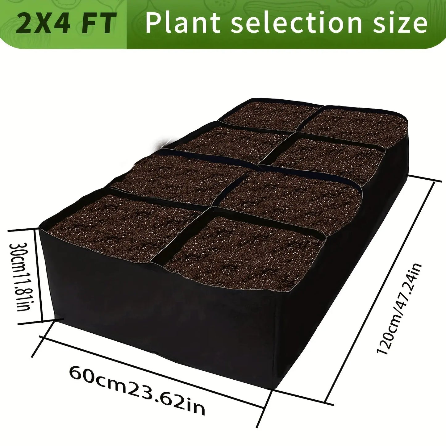Rectangular Felt Plant Bag, Multi-Compartment Vegetable Growing Pouch, Eight-Hole Felt Planting Bag, Potato Grow Bag, Garden Gardening Supplies, Outdoor Planters #GLOBAL PICKS