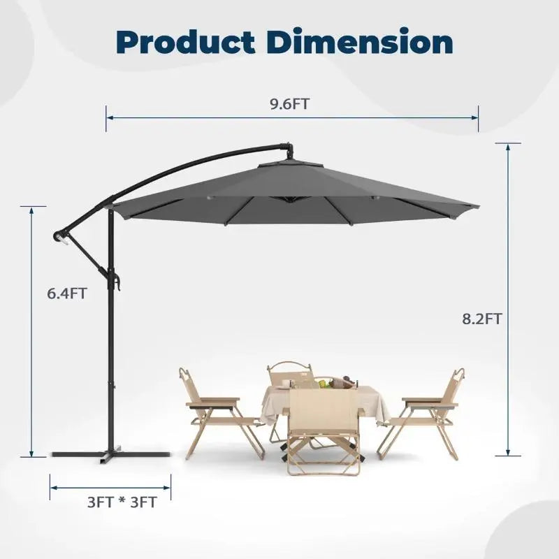 10ft Cantilever Offset Umbrella – UV-Resistant Patio Shade for Garden & Backyard