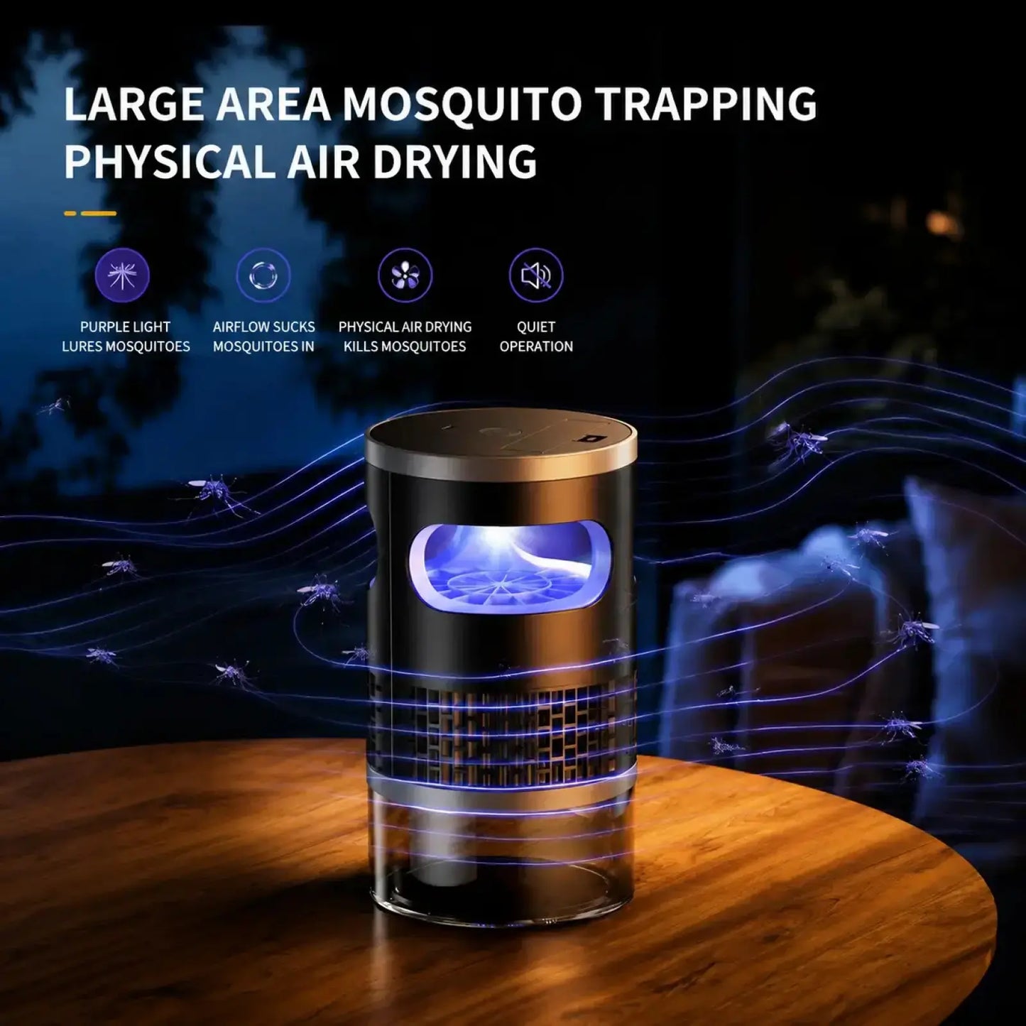 Indoor Insect Trap with UV Light – Quiet Catcher for Mosquitoes, Gnats & Fruit Flies