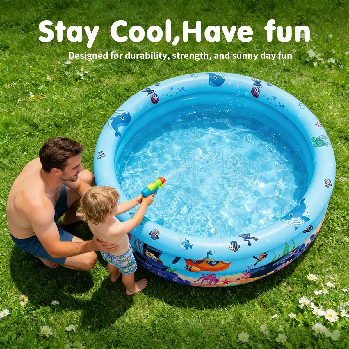 Inflatable Family Swimming Pool with Ocean Animal Design