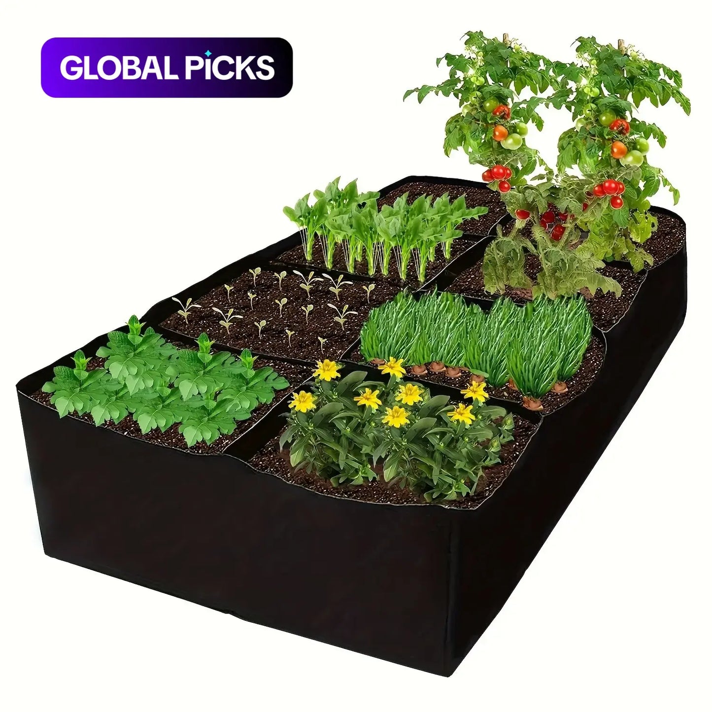 Rectangular Felt Plant Bag, Multi-Compartment Vegetable Growing Pouch, Eight-Hole Felt Planting Bag, Potato Grow Bag, Garden Gardening Supplies, Outdoor Planters #GLOBAL PICKS