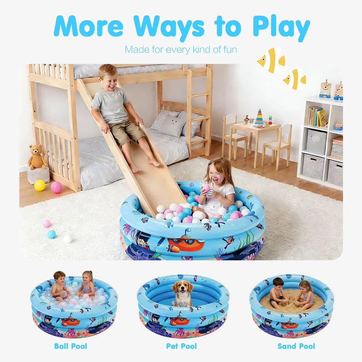 Inflatable Family Swimming Pool with Ocean Animal Design