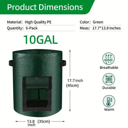 5-Pack Potato Planting Bags, 7/10 Gallon with Lid and Handle, Plant Containers for Potatoes, Flowers, Mushrooms, Tomatoes, Vegetables, Potato Grow Bag
