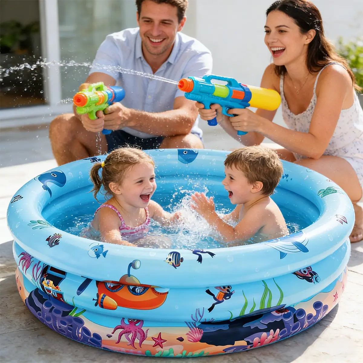 Inflatable Family Swimming Pool with Ocean Animal Design