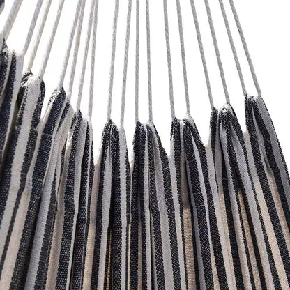 Camping Outdoor Classic Hammock with 9FT Space Saving Steel Stand Head Pillow Carrying Bag in Black & White Striped