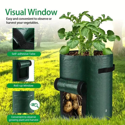 5-Pack Potato Planting Bags, 7/10 Gallon with Lid and Handle, Plant Containers for Potatoes, Flowers, Mushrooms, Tomatoes, Vegetables, Potato Grow Bag